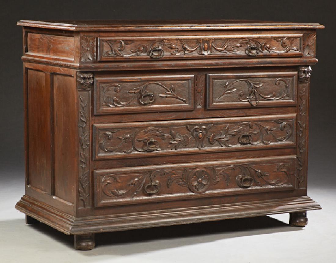 French Louis XIII Style Covered Oak Commode, 19th c., (1 of 1)