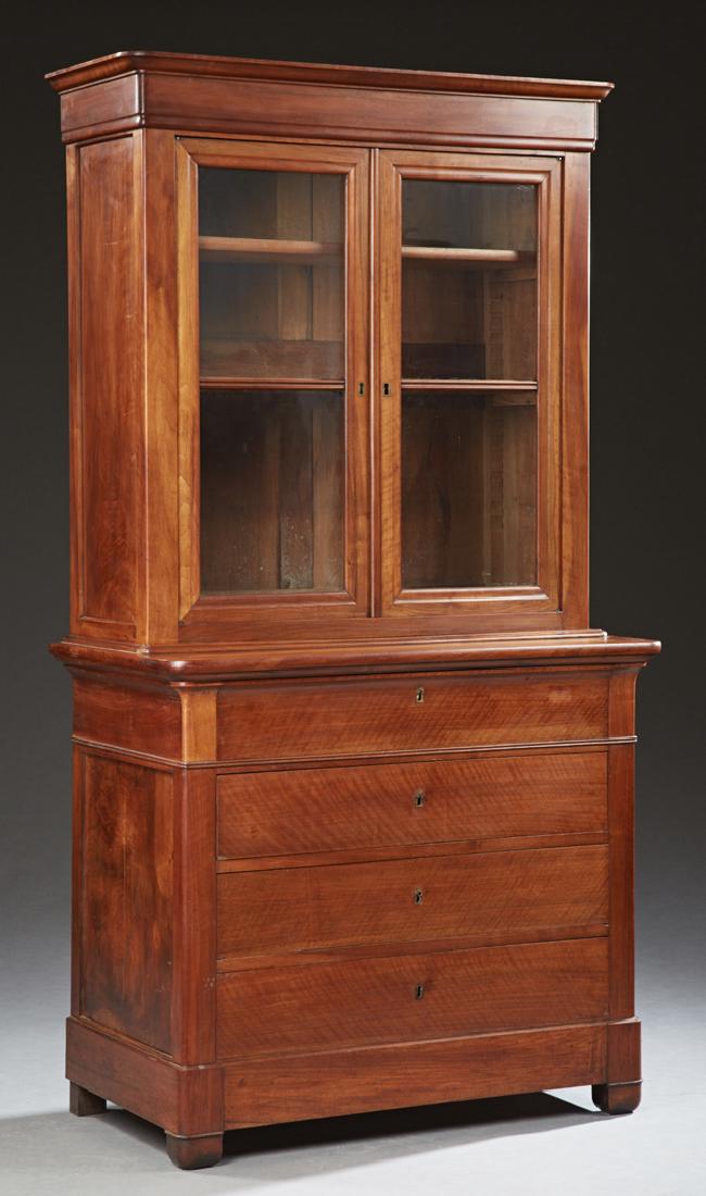 French Louis Philippe Carved Cherry Bookcase, 19th c., (1 of 1)