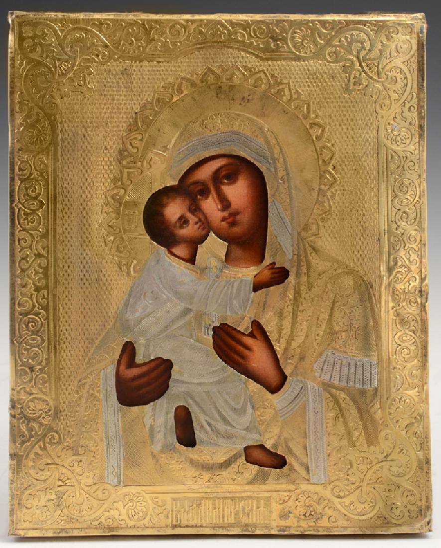 Russian Icon of the Virgin of Vladimir, Moscow, 1887, (1 of 1)
