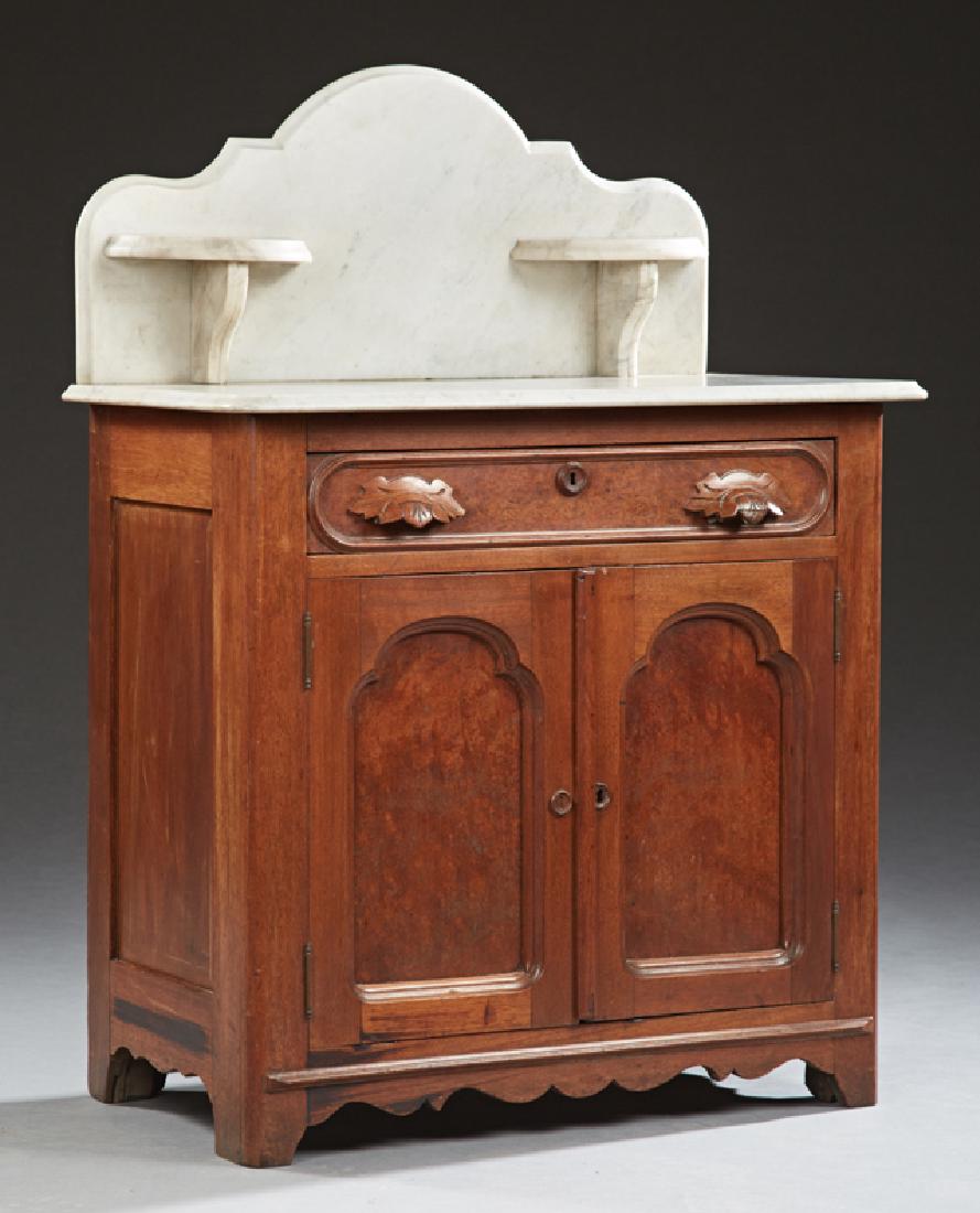 American Victorian Burled Walnut Marble Top Washstand, (1 of 1)
