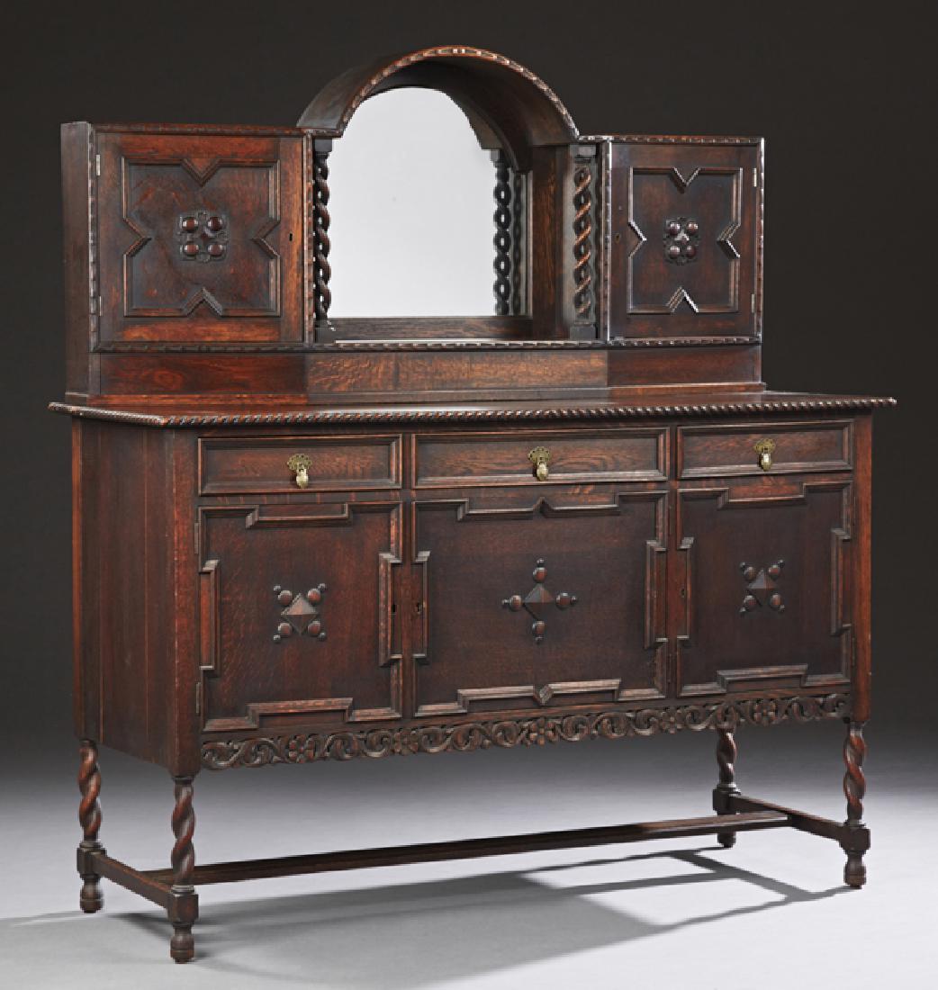 American Jacobean Style Carved Oak Sideboard, early (1 of 1)