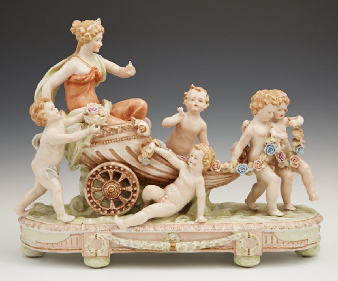 Large Meissen Style Polychromed Porcelain Figural (1 of 1)