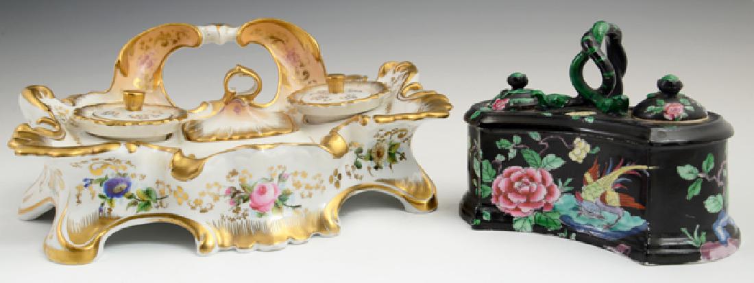 Two Inkwells, consisting of an Old Paris Porcelain (1 of 2)