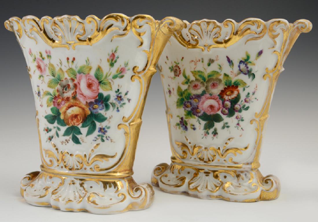 Diminutive Pair of Old Paris Porcelain Flare Vases, (1 of 2)