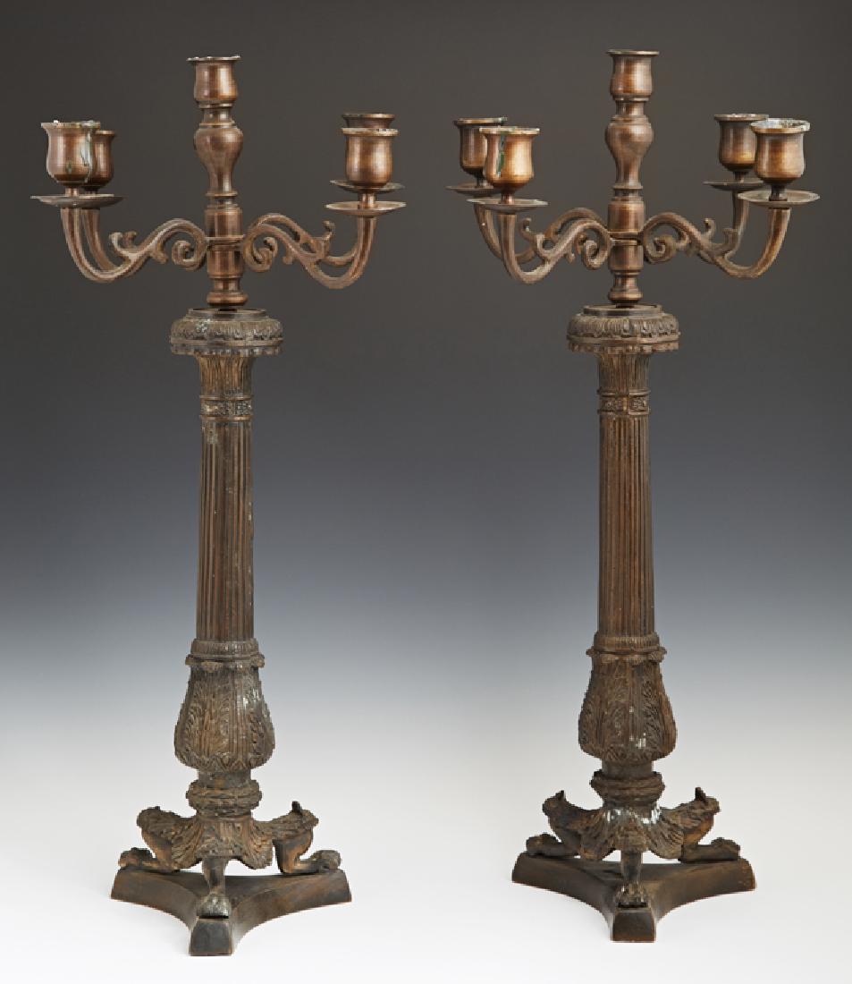 Pair of French Empire Style Patinated Bronze Five Light (1 of 1)
