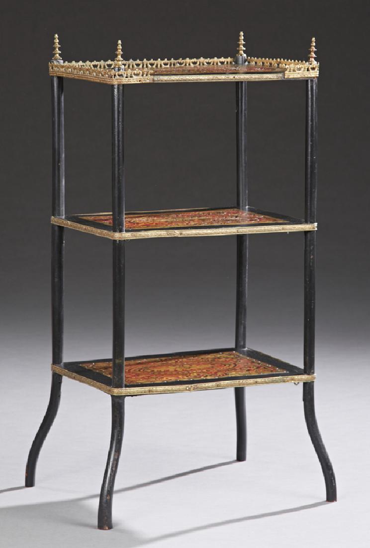 Brass and Tortoiseshell Inlaid Boulle Etagere-Stand, (1 of 1)