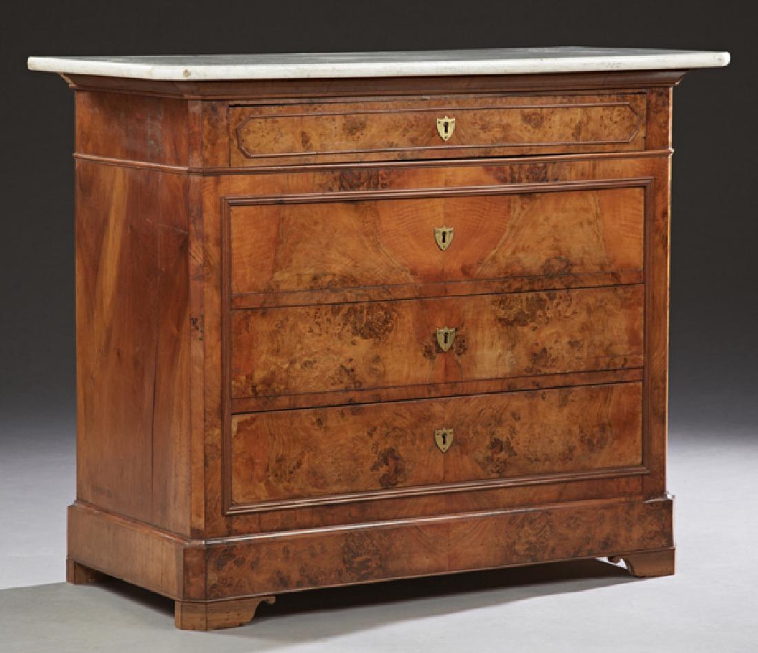 French Louis Philippe Burled Walnut Marble Top Commode, (1 of 1)