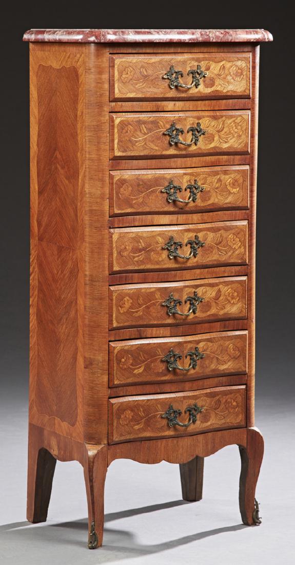 French Louis XV Style Carved Inlaid Rosewood Bowfront (1 of 1)