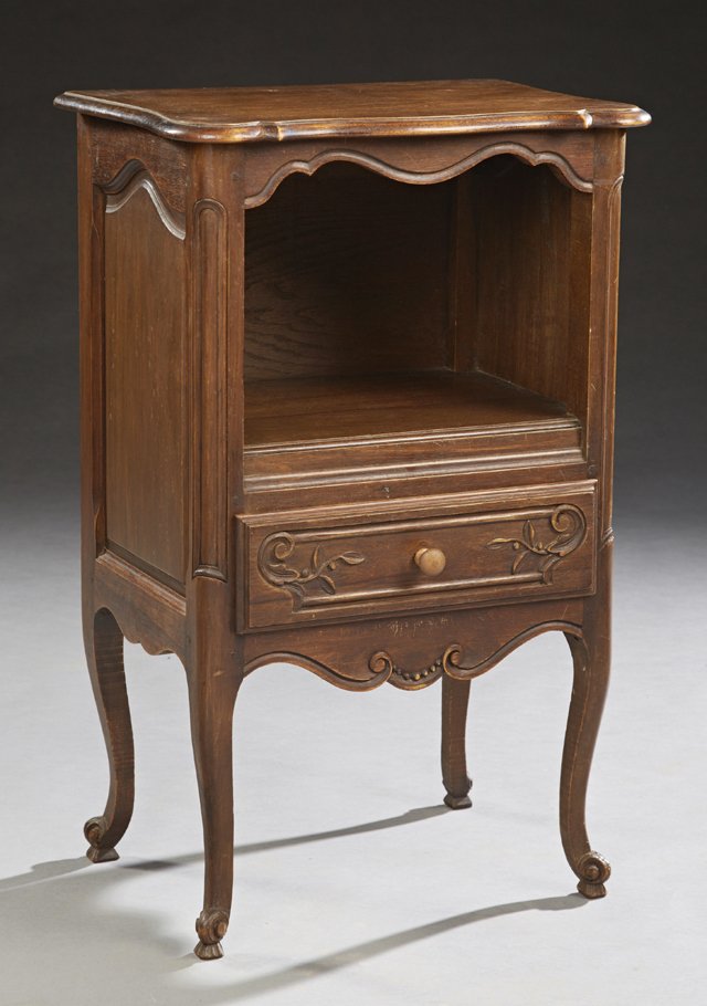 French Louis XV Style Carved Oak Nightstand, 20th c., (1 of 1)