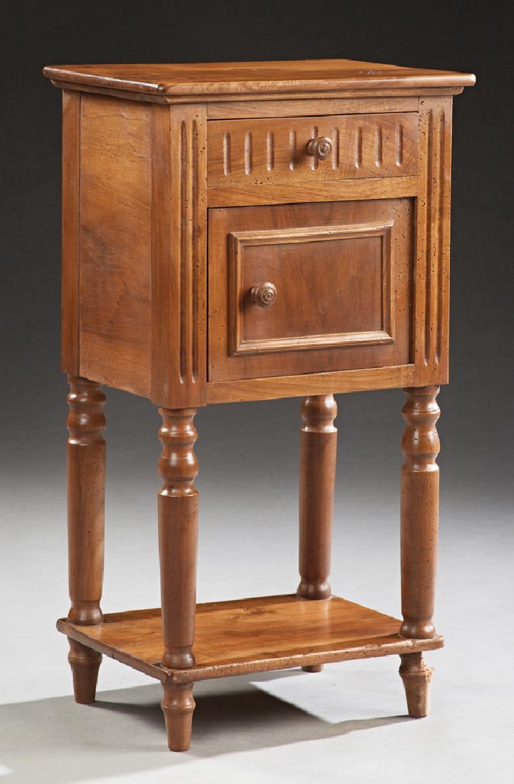 French Louis XVI Style Carved Walnut Nightstand, late (1 of 1)