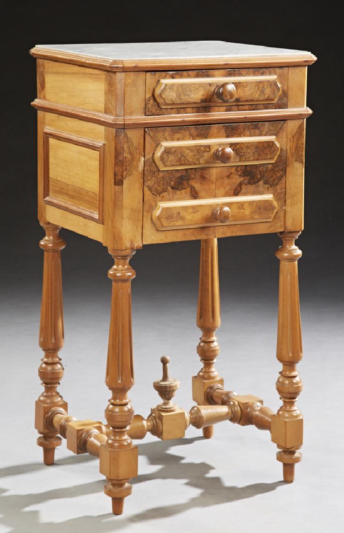 French Henri II Style Carved Burled Walnut Marble Top (1 of 1)