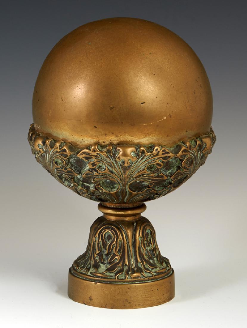 French Bronze Newel Post Cap, 19th c., of ball form (1 of 1)