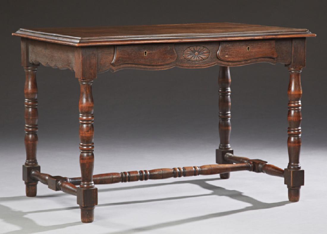 French Henri II Style Carved Oak Writing Table, late (1 of 1)