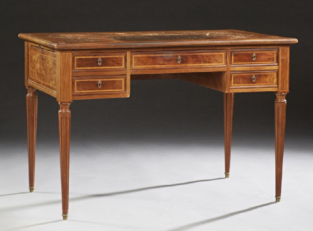 French Louis XVI Style Inlaid Carved Mahogany Desk, (1 of 1)