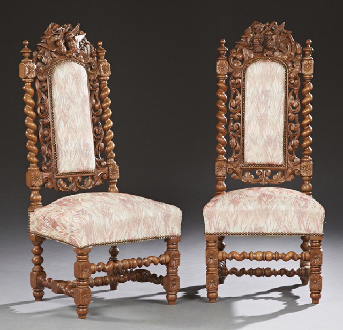 Pair of French Henri II Style Carved Walnut Side (1 of 1)