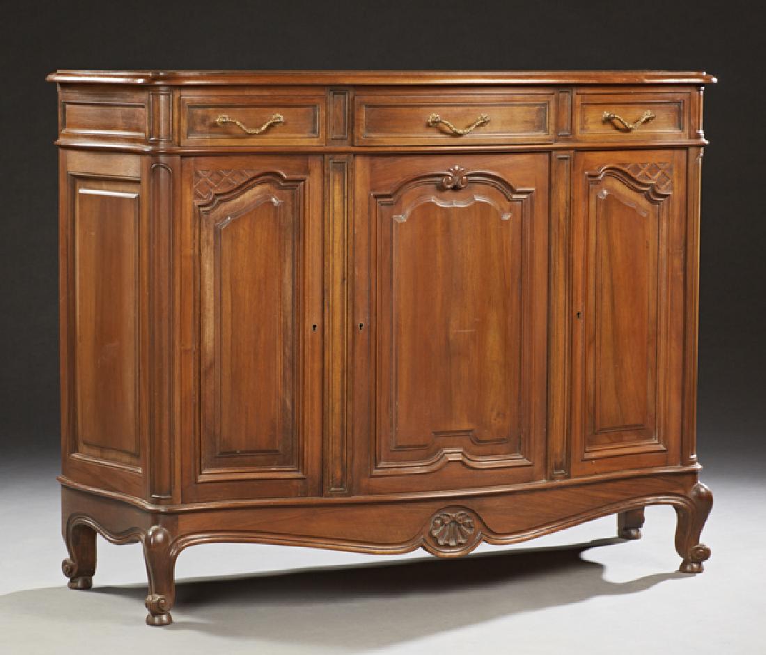 French Louis XV Style Carved Walnut Bowfront Sideboard, (1 of 1)