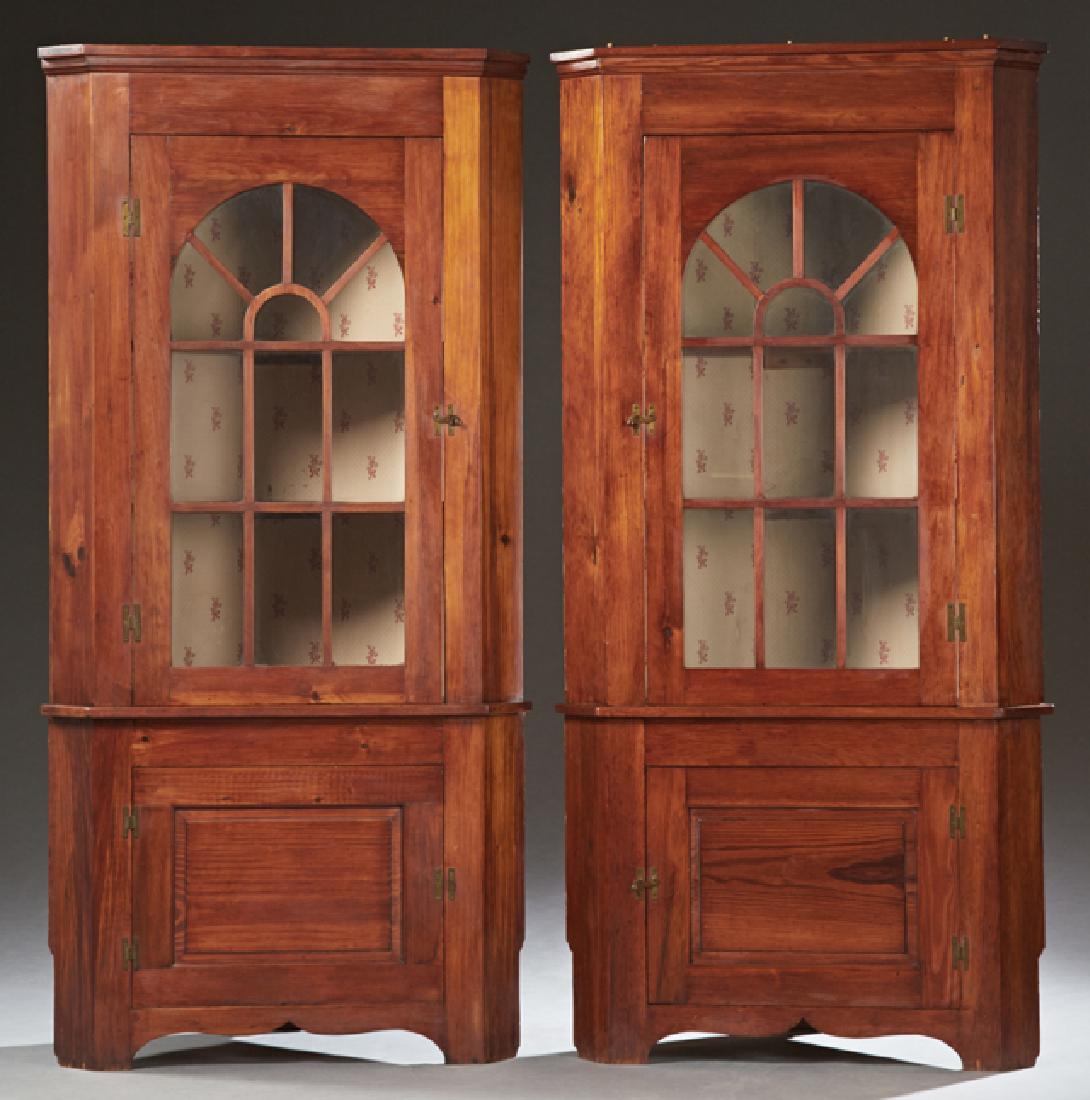 Pair of American Carved Cherry Corner Cabinets, 20th (1 of 1)