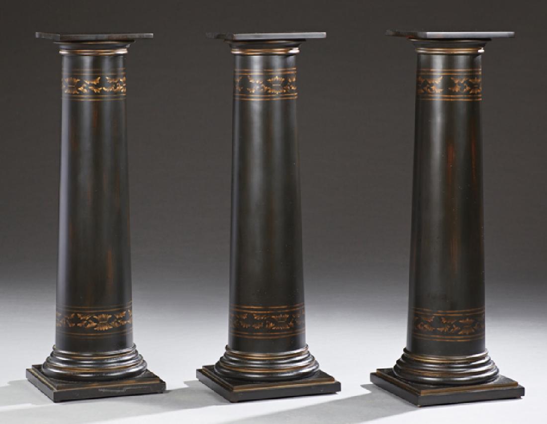Set of Three Polychromed Composition Pedestals, 20th (1 of 1)