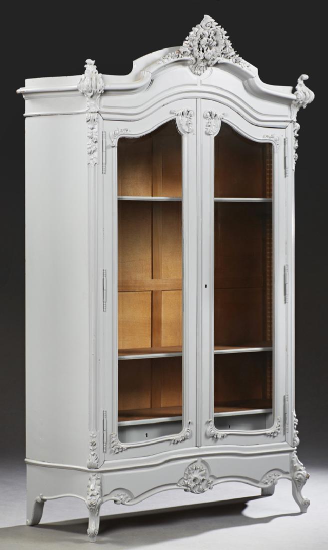 French Louis XV Style Polychromed Carved Oak Armoire, (1 of 1)