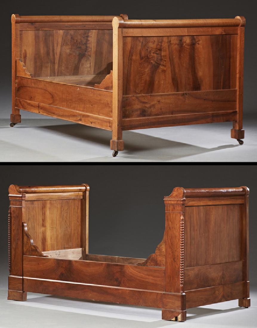 Two French Louis Philippe Walnut Sleigh Beds, c. 1860, (1 of 3)
