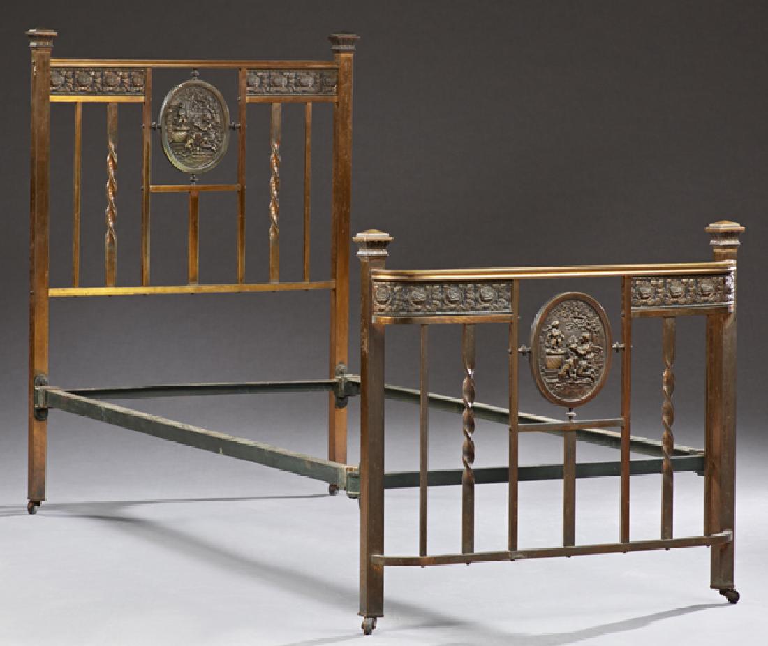 French Brass Single Bed, early 20th c., the headboard (1 of 1)