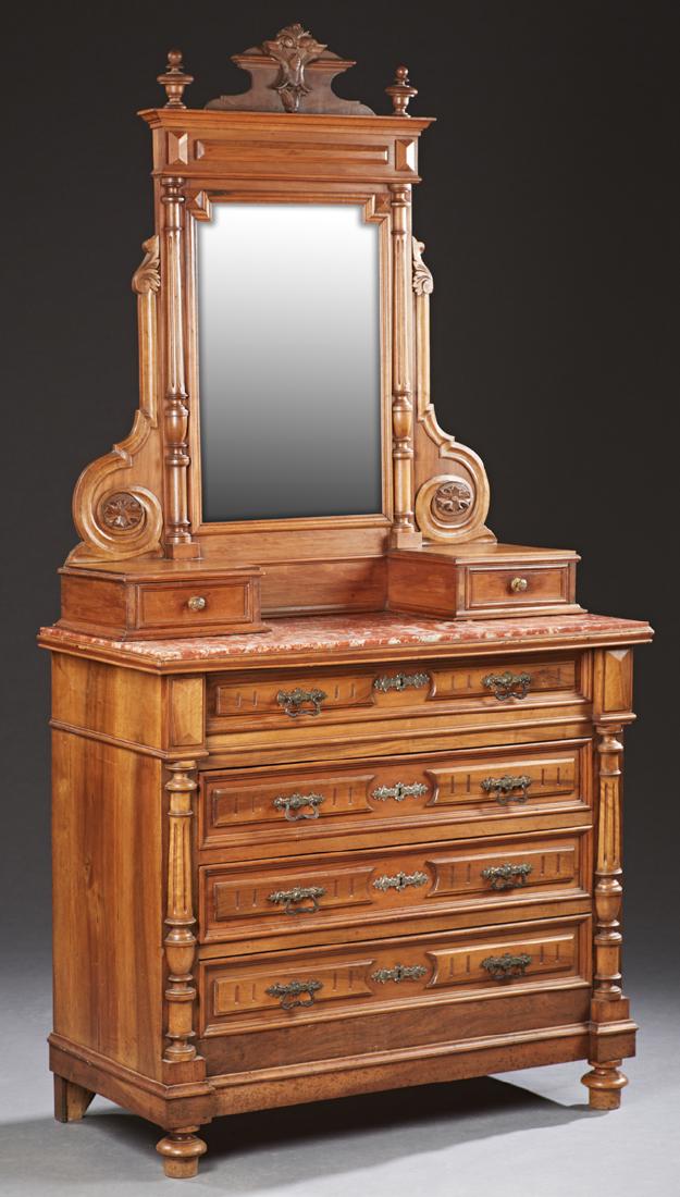 French Louis XVI Style Carved Walnut Marble Top (1 of 1)