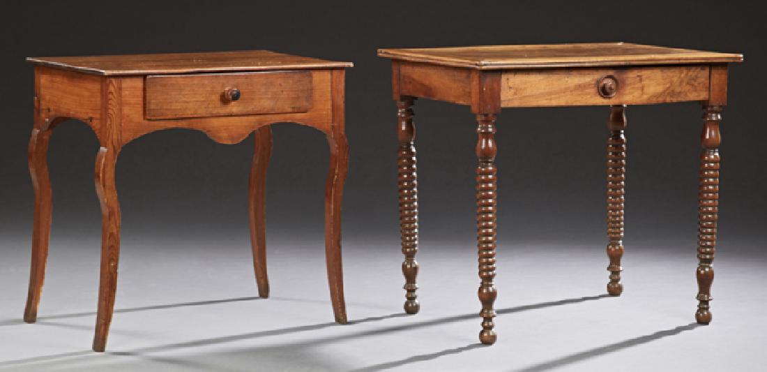 Two French Writing Tables, 19th c., one carved pine (1 of 1)