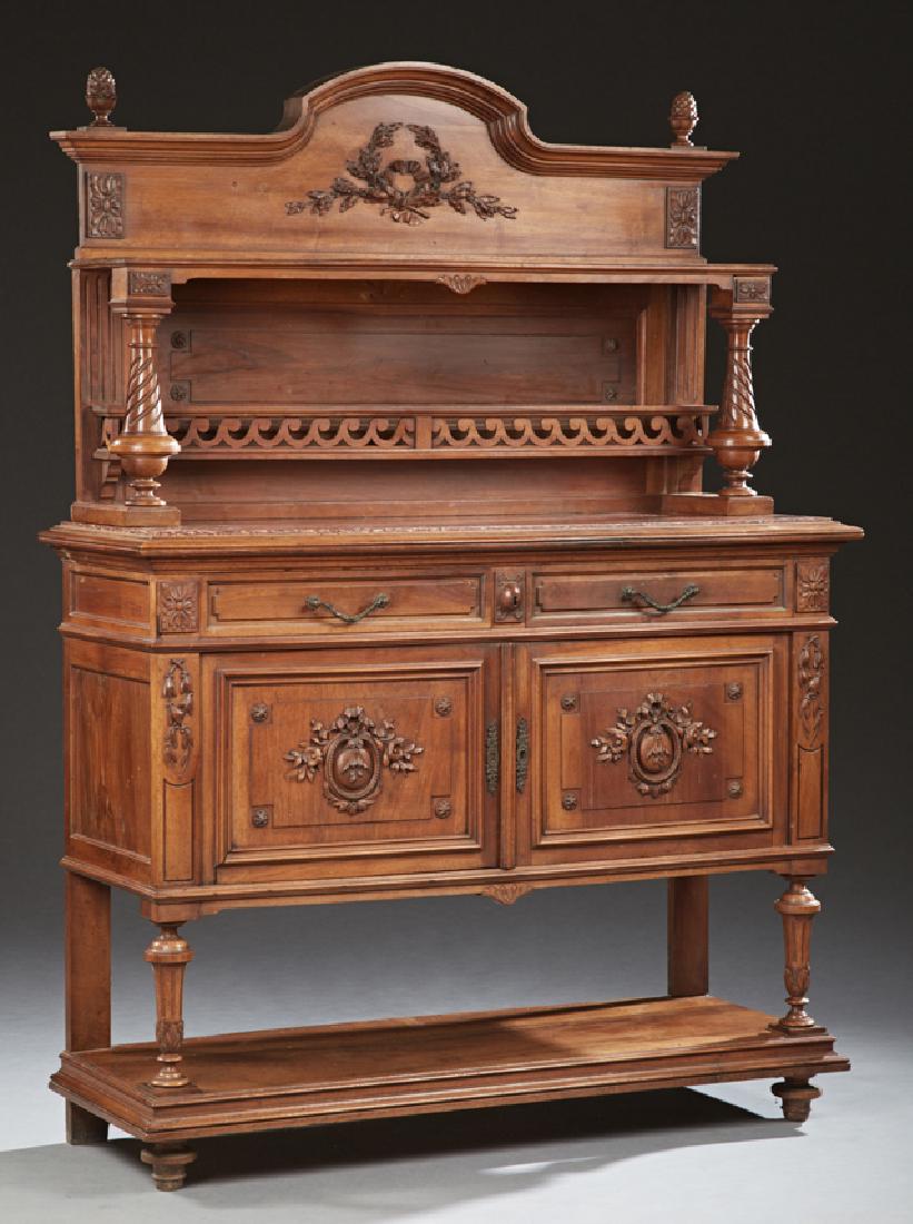 French Louis XVI Style Carved Walnut Marble Top (1 of 1)