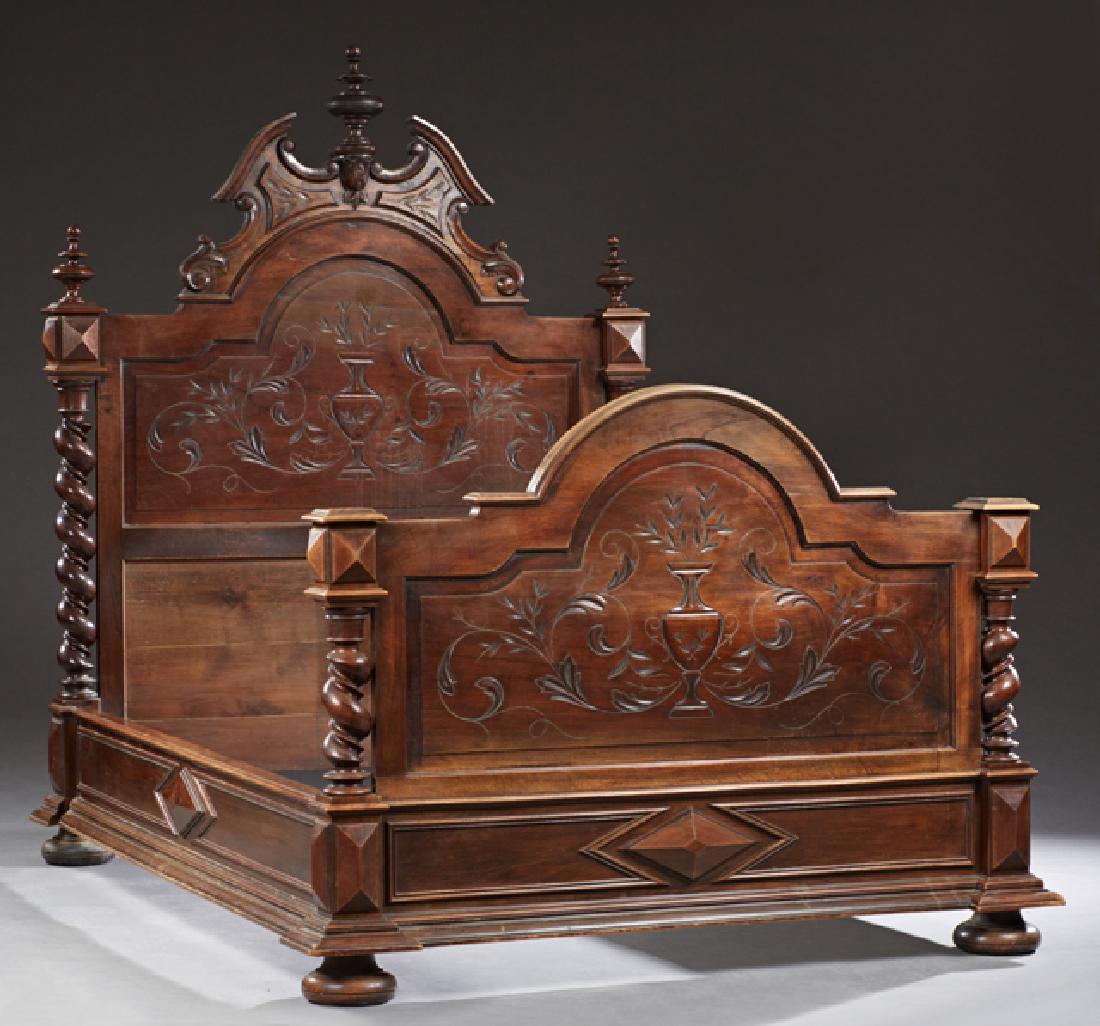 French Henri II Style Carved Walnut Bed, 19th c., the (1 of 1)