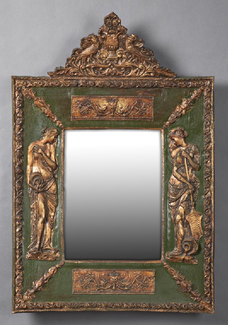 Italian Style Gilt and Polychromed Overmantle Mirror, (1 of 1)