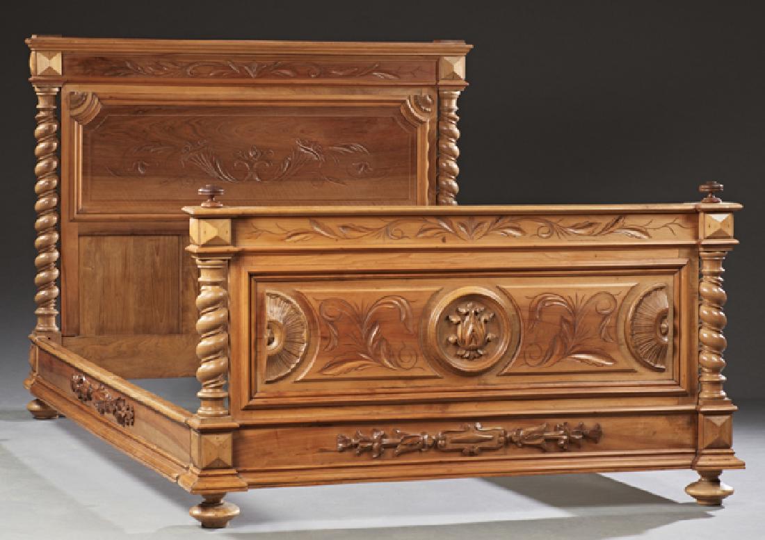 French Louis XIII Style Carved Walnut Bed, 19th c., the (1 of 1)