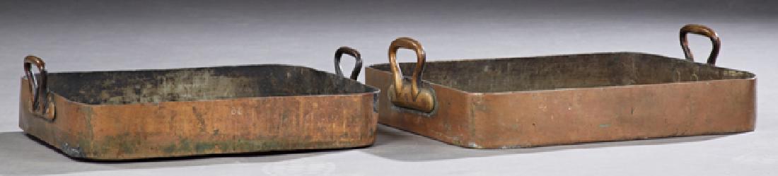 Two Large French Rectangular Copper Pans, 19th c., with (1 of 1)