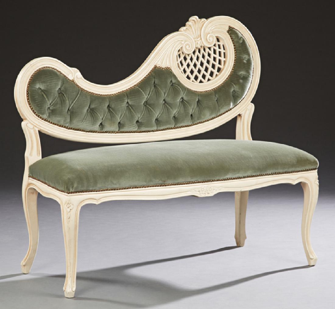 French Louis XVI Style Polychromed Beech Loveseat, 20th (1 of 1)