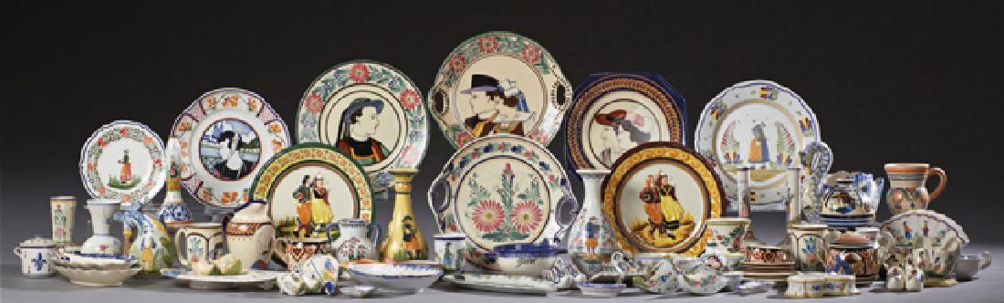Group of Sixty Pieces of French Quimper Pottery, 20th (1 of 3)