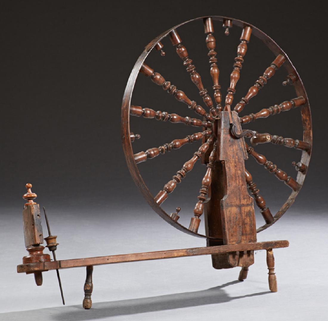 French Carved Beech Spinning Wheel, 19th c., with a (1 of 1)
