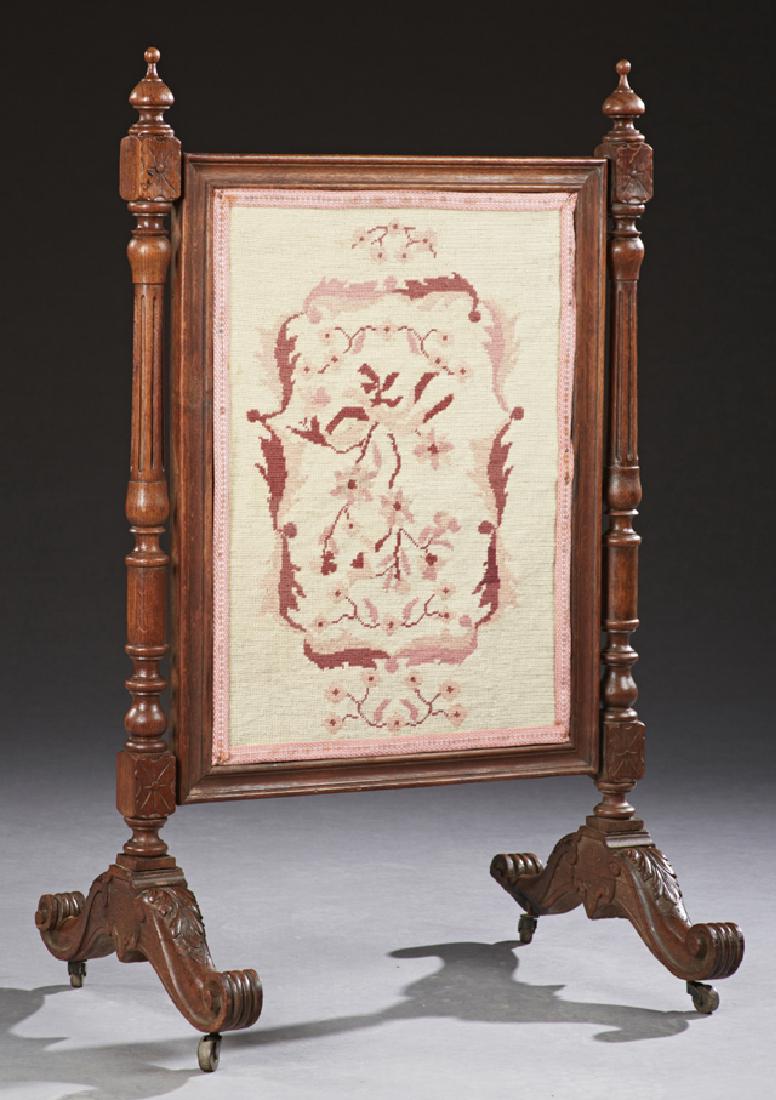 French Louis XVI Style Carved Oak Fireplace Screen (1 of 1)