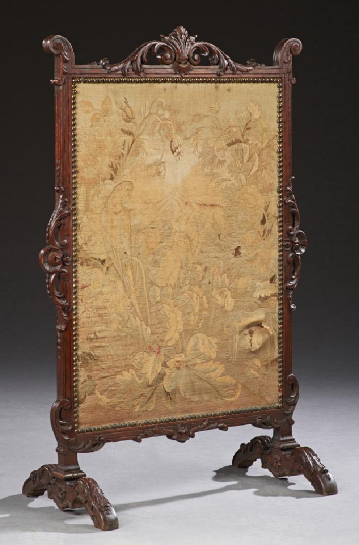 French Louis XV Style Carved Walnut Firescreen, ea (1 of 2)