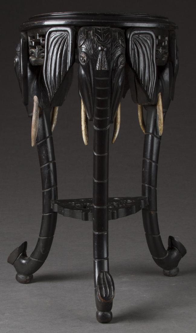 East Indian Ebonized Carved Tabouret, early 20th c (1 of 1)