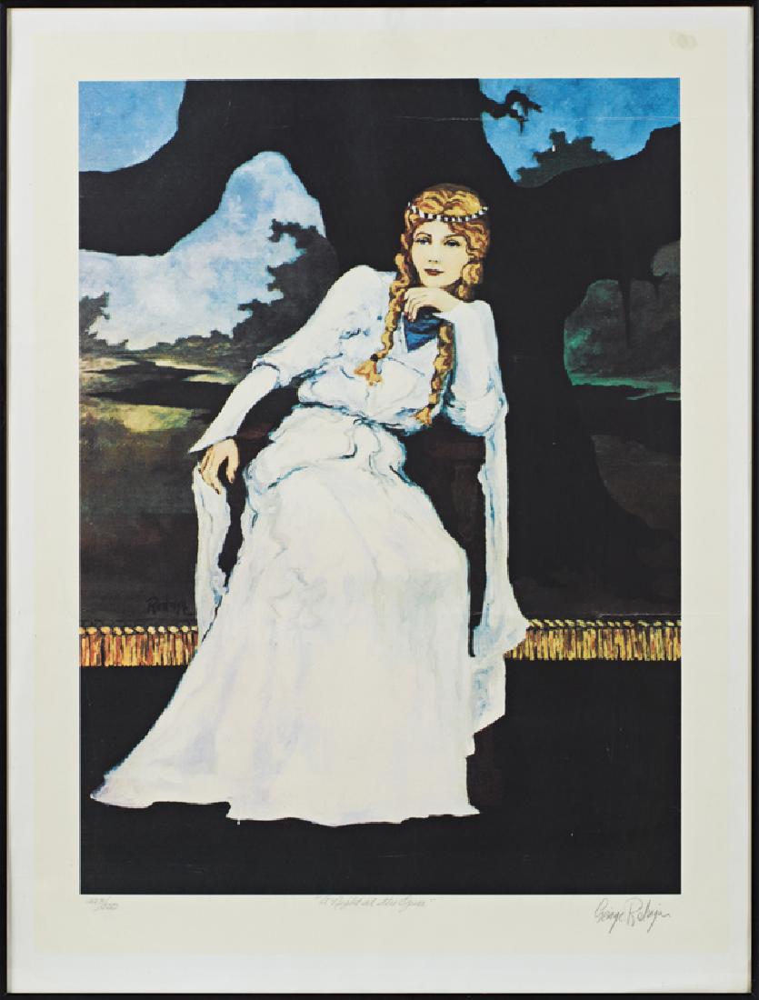 George Rodrigue (1944-2013, Louisiana), "A Night a: George Rodrigue (1944-2013, Louisiana), "A Night at the Opera," 20th c., colored lithograph, 223/350, pencil numbered lower left margin, pencil titled lower center margin, pencil signed lower right ma