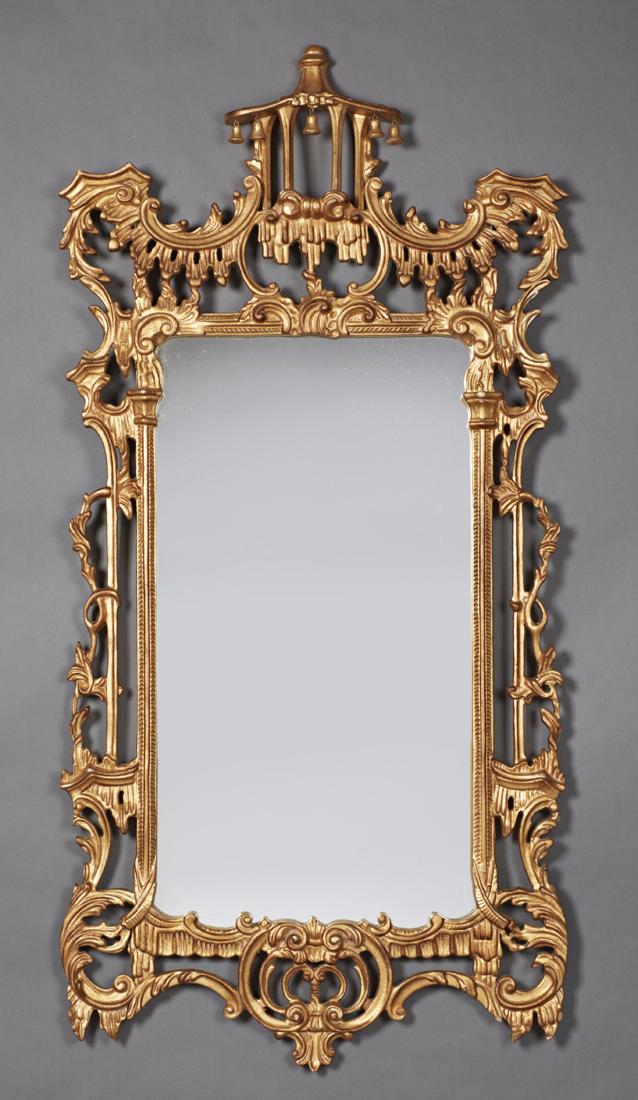 Chinese Chippendale Style Giltwood Overmantel Mirr (1 of 1)
