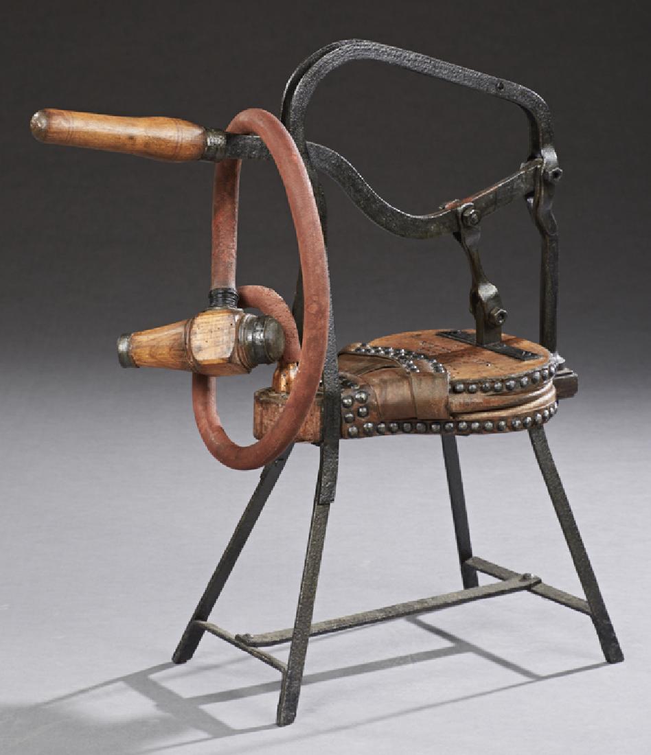 French Carved Oak and Wrought Iron Bellows, 19th c (1 of 2)