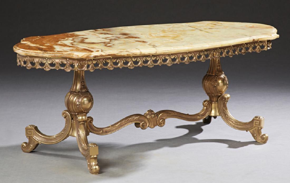 French Louis XV Style Onyx Top Brass Coffee Table, (1 of 1)