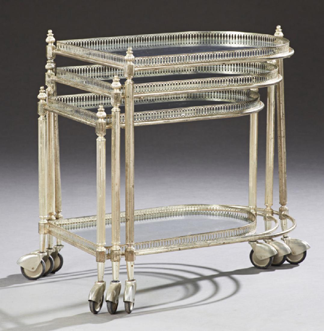Nest of Three French Brass and Glass Dessert Carts (1 of 2)