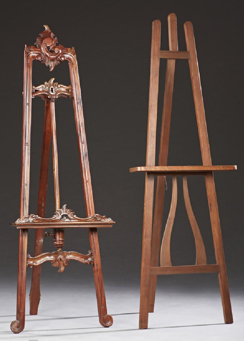 Two French Painting Easels, 20th c., one of carved (1 of 1)