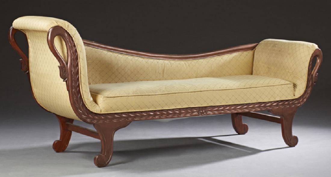 French Empire Style Carved Mahogany Recamier, 20th c., (1 of 1)