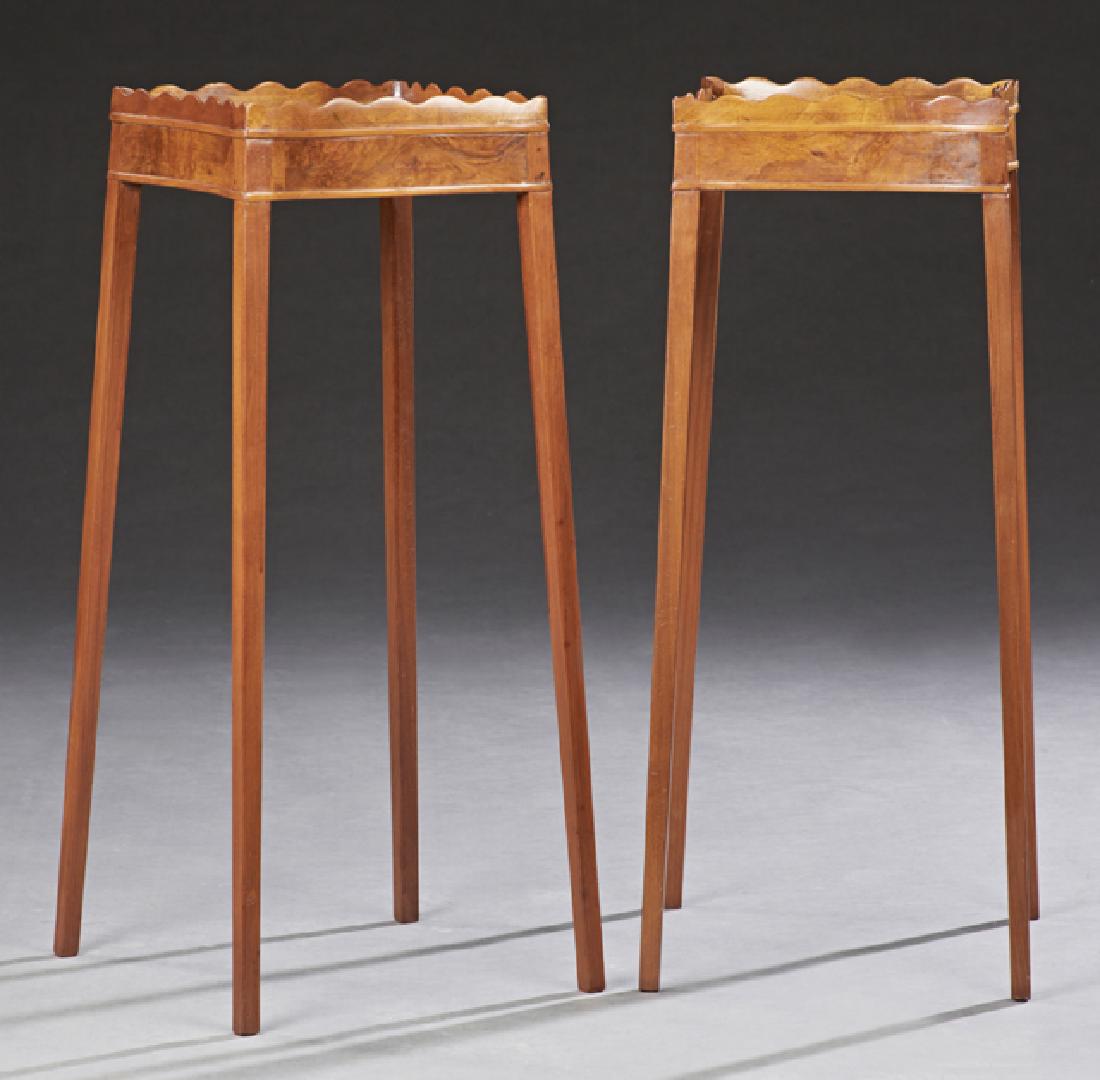 Pair of Diminutive English Carved Walnut Lamp Tables, (1 of 1)