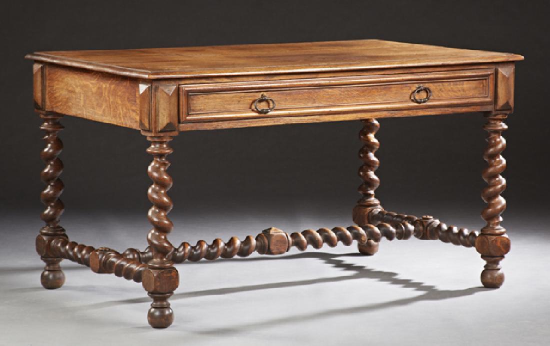 French Henri II Style Carved Oak Writing Table, late (1 of 1)