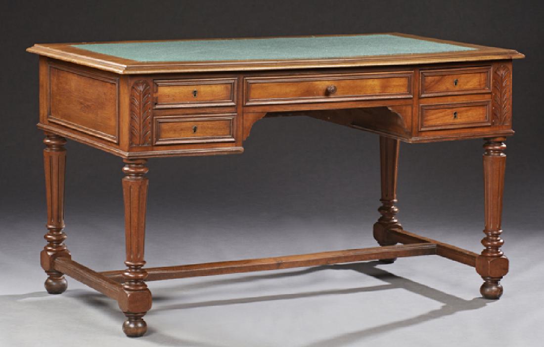 French Carved Walnut Henri II Style Desk, late 19th c., (1 of 1)