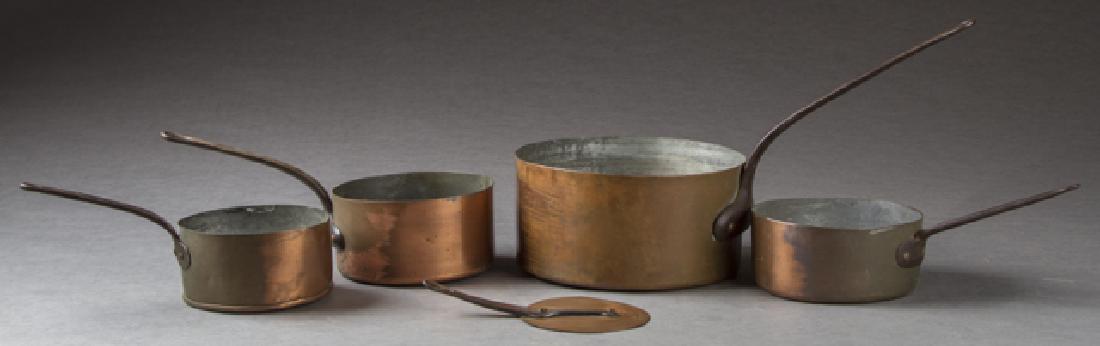 Group of Four French Copper Sauce Pans, early 20th c., (1 of 1)