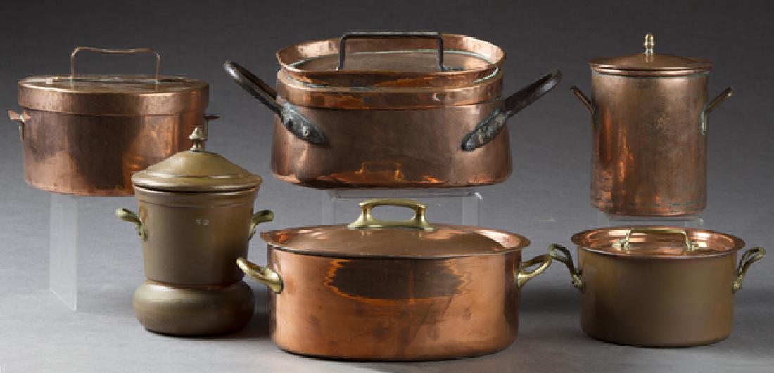 Group of Six French Copper Cooking Pots, early 20th c., (1 of 1)